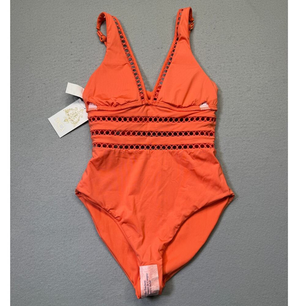 BECCA by Rebecca Virtue Modern Edge One-Piece Coral Rose Small $148 - Picture 4 of 11